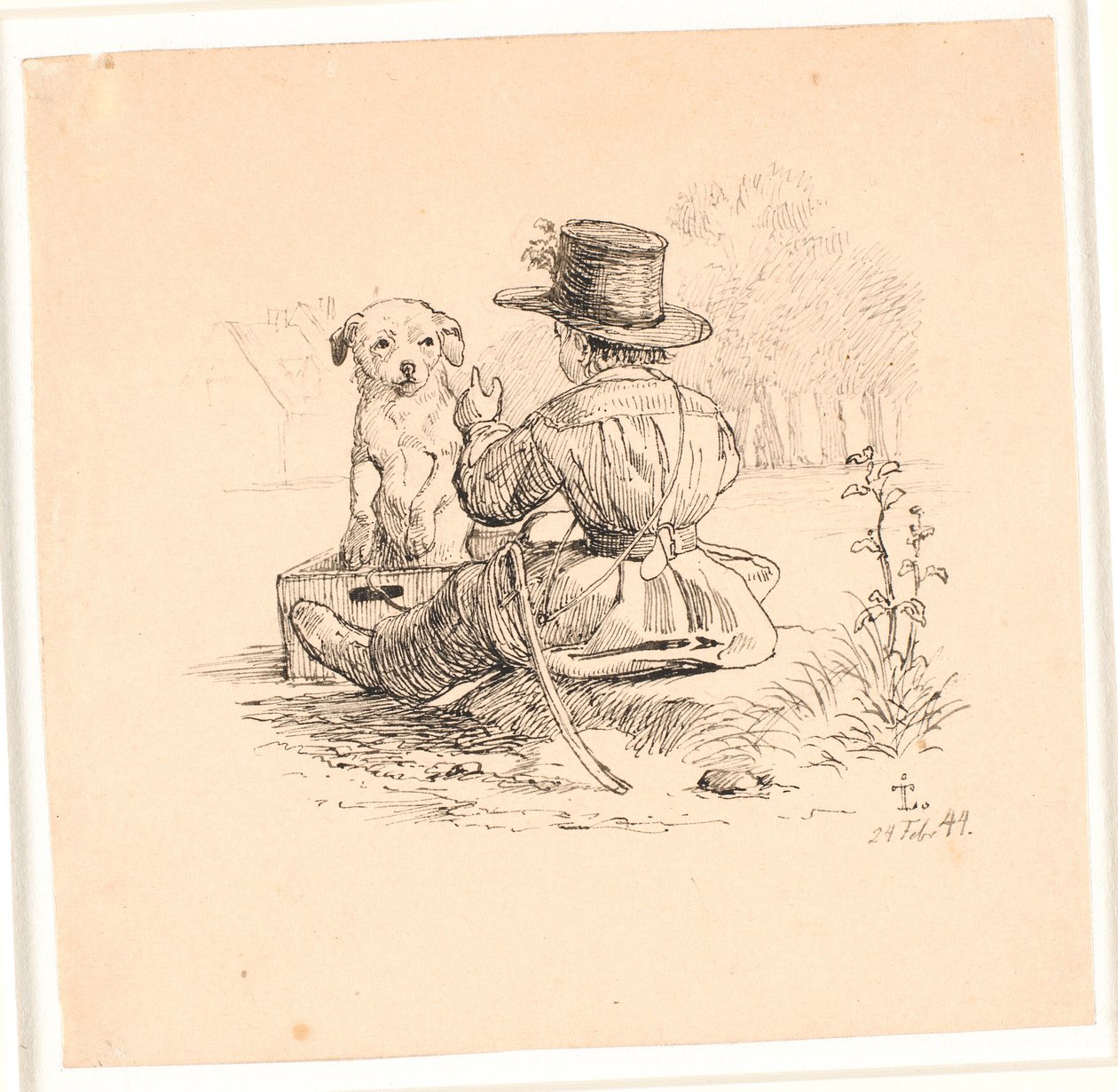 De rit. Illustratie voor Kaalunds "Fabler voor kinderen". Zie opmerking uit het archiefcatalogus. door Johan Thomas Lundbye