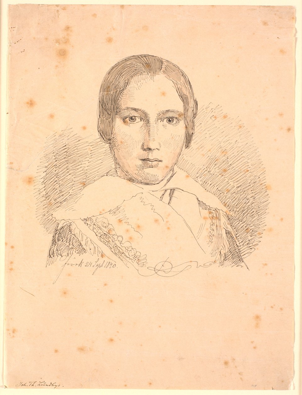 Portret van een jong meisje door Johan Thomas Lundbye