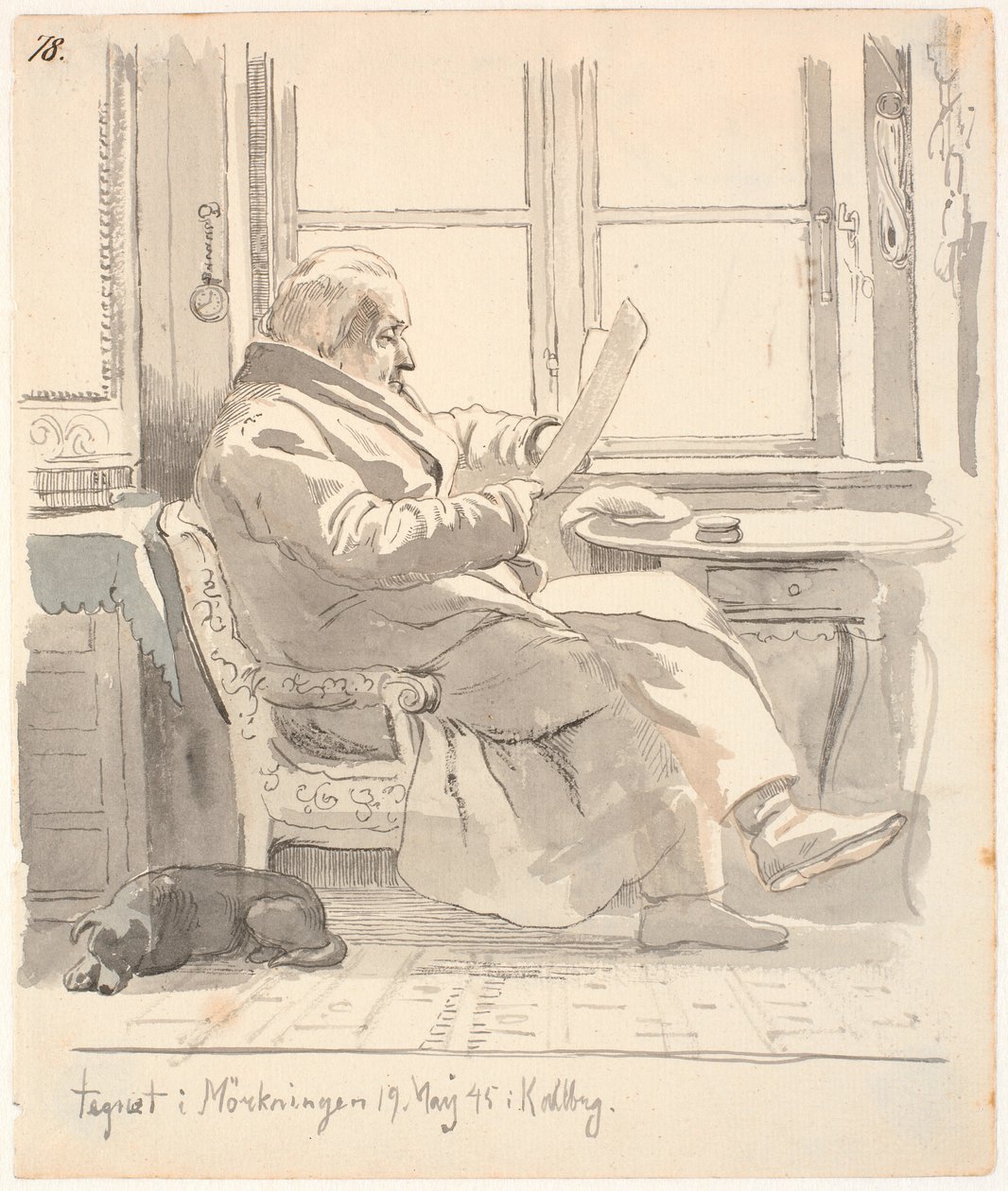 Portret van J. Th. Lundbyes grootvader, justitieraad en tolbeheerder E. Bonnevie door Johan Thomas Lundbye