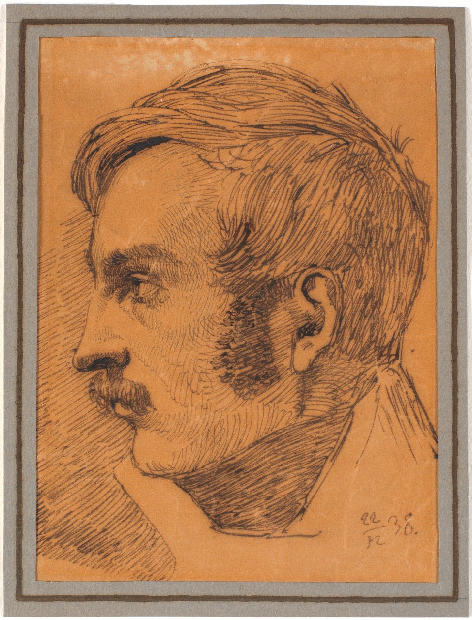 Profielportret van de broer van de kunstenaar, mogelijk de latere minister van oorlog door Johan Thomas Lundbye