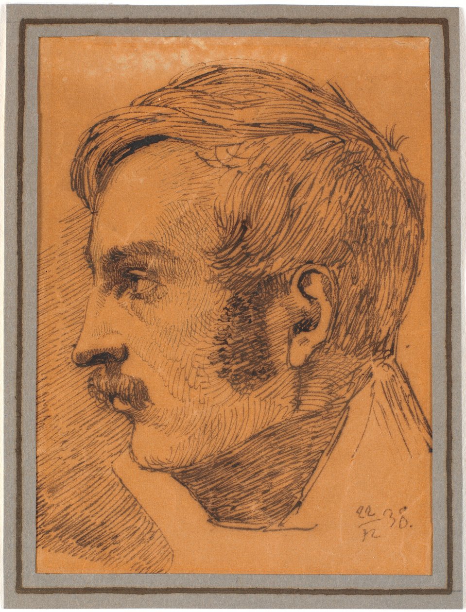 Profielportret van de broer van de kunstenaar, mogelijk de latere minister van oorlog door Johan Thomas Lundbye
