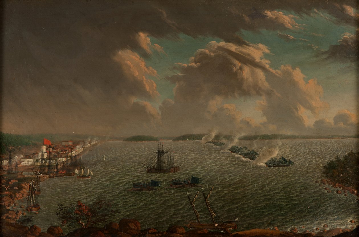 De Slag bij Fredrikshamn op mei 1790, 1791 door Johan Tietrich Schoultz