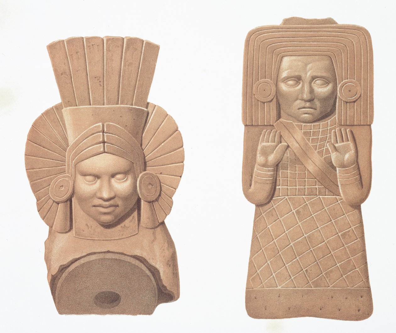 Twee terracotta figuren van vrouwen uit Palenque, plaat uit 