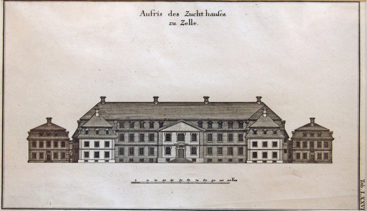 Uitzicht op de Celle-poort, werkhuis en gekkenhuis door Johann Friedrich Penther