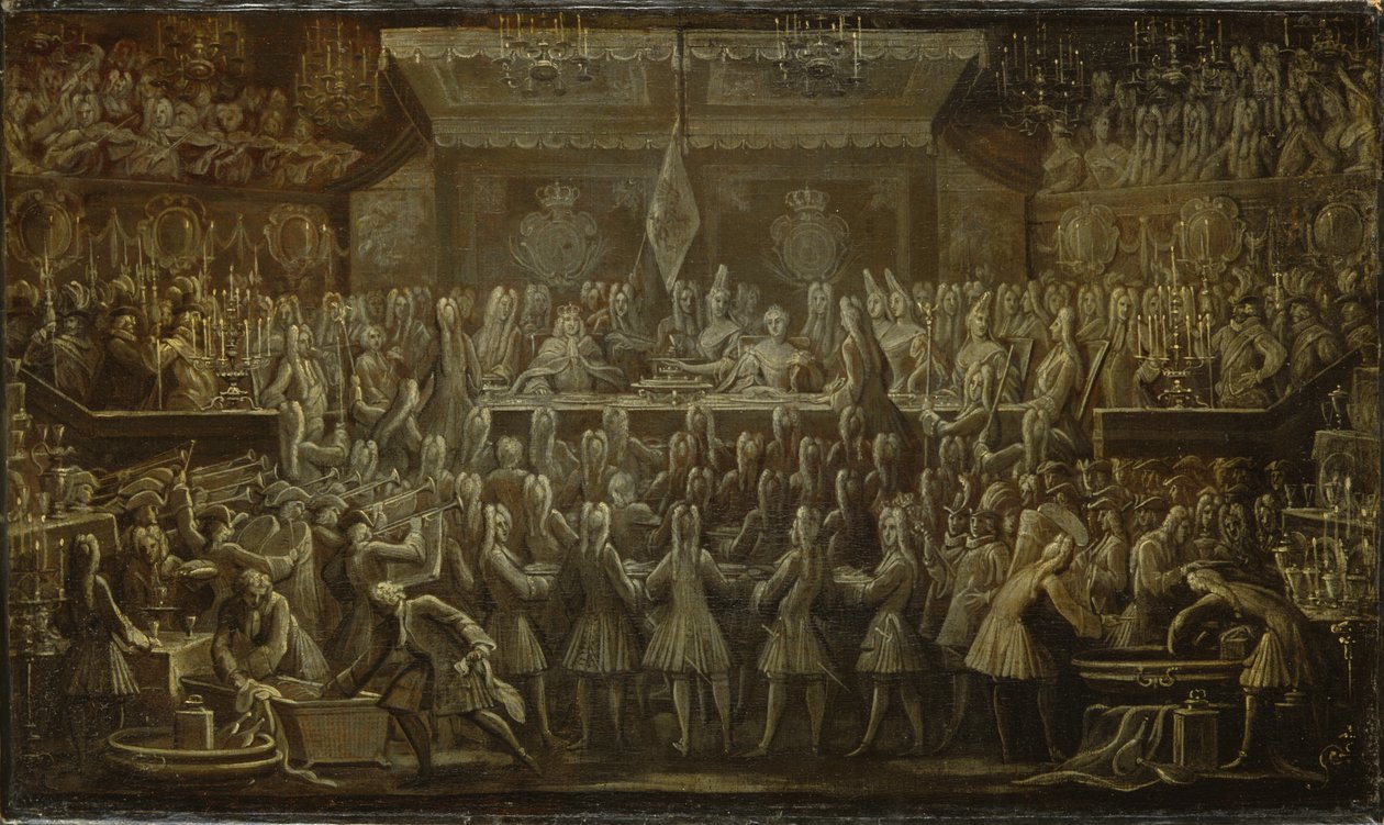 Pruisisch kroningsdiner voor Frederik I, 1701 door Johann Friedrich Wentzel