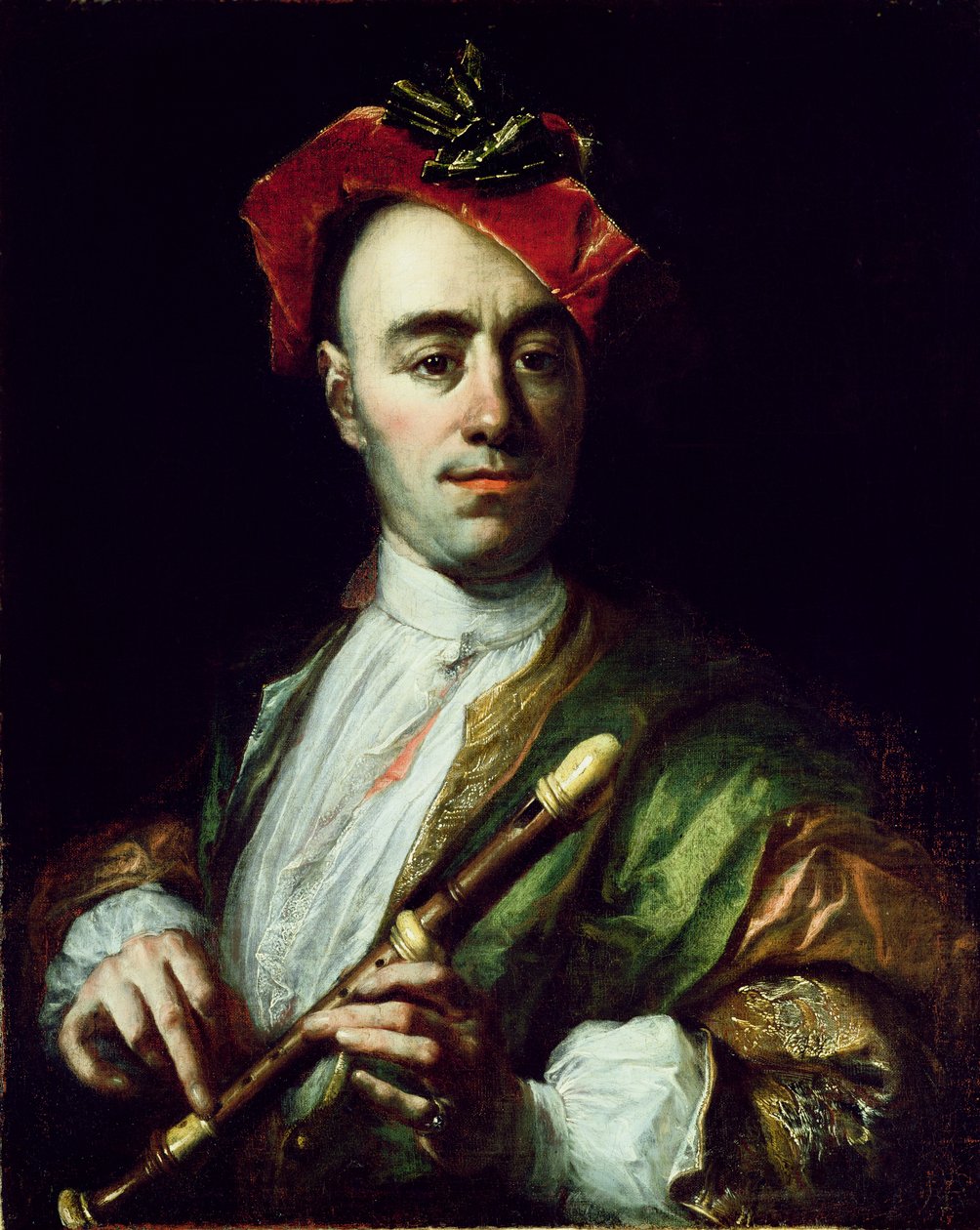Portret van een Blokfluitspeler door Johann Kupetzky