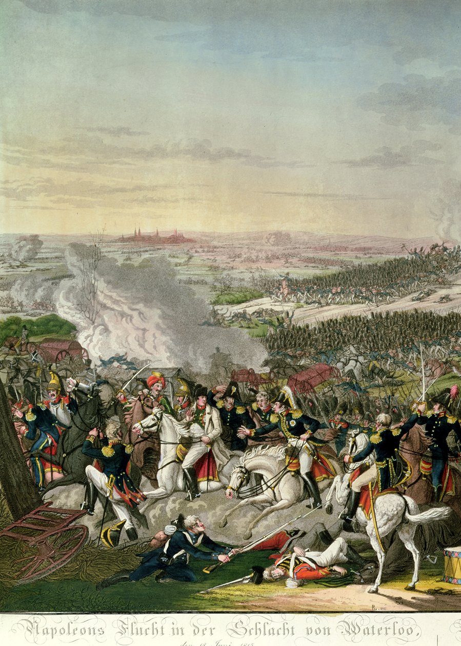 Vlucht van Napoleon I (1769-1821) Slag bij Waterloo, 18 juni 1815, 1816 door Johann Moritz Rugendas