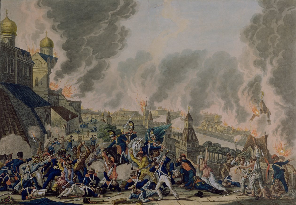 De brand van Moskou, 15 september 1812, 1813 door Johann Moritz Rugendas