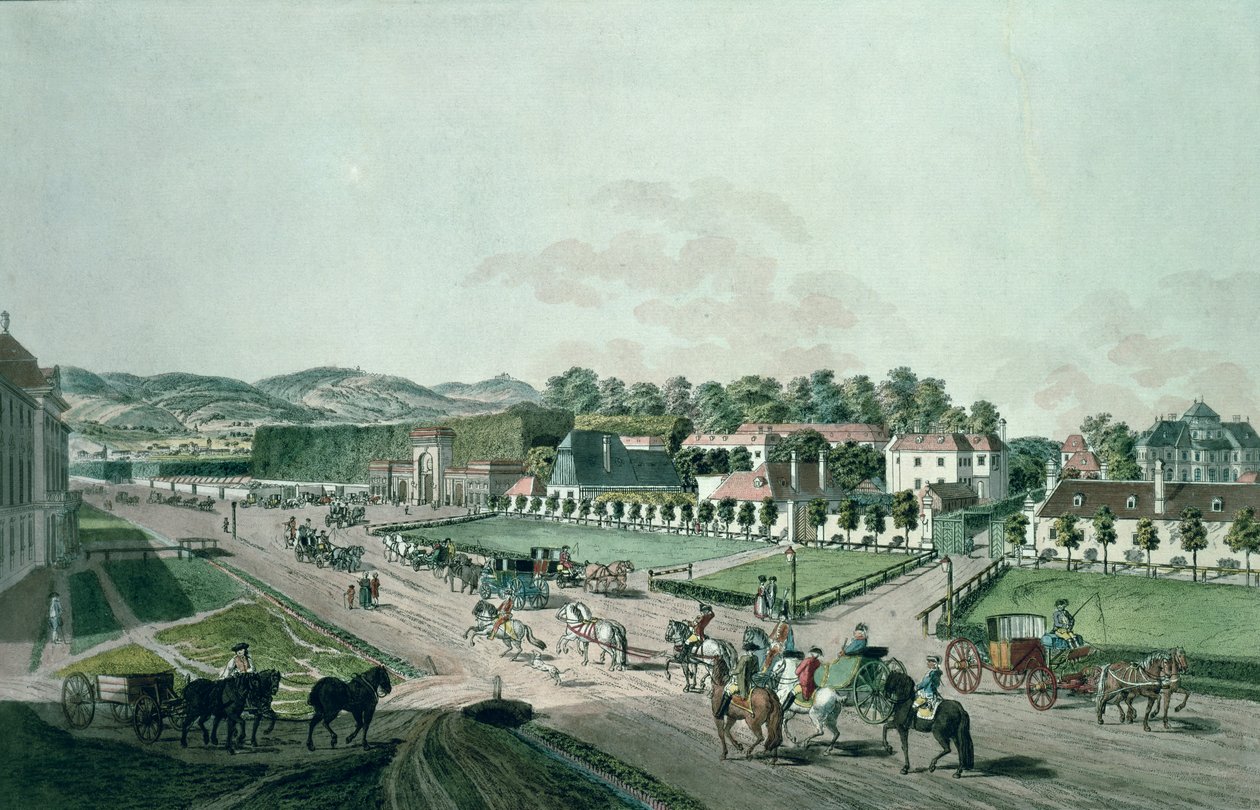 Uitzicht op het Augartenpaleis en park, Wenen door Johann Ziegler
