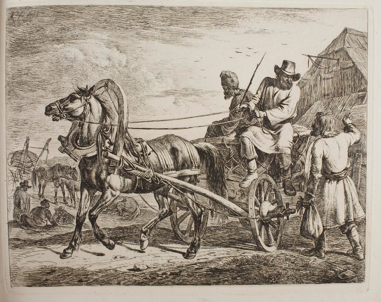 Een Russische boerenwagen door Johann Adam Klein