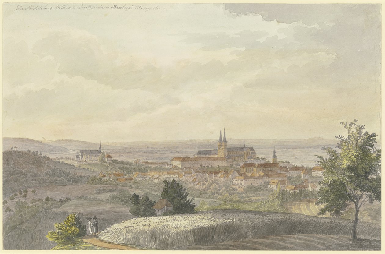 Uitzicht op Bamberg vanuit het zuiden door Johann Adam Klein