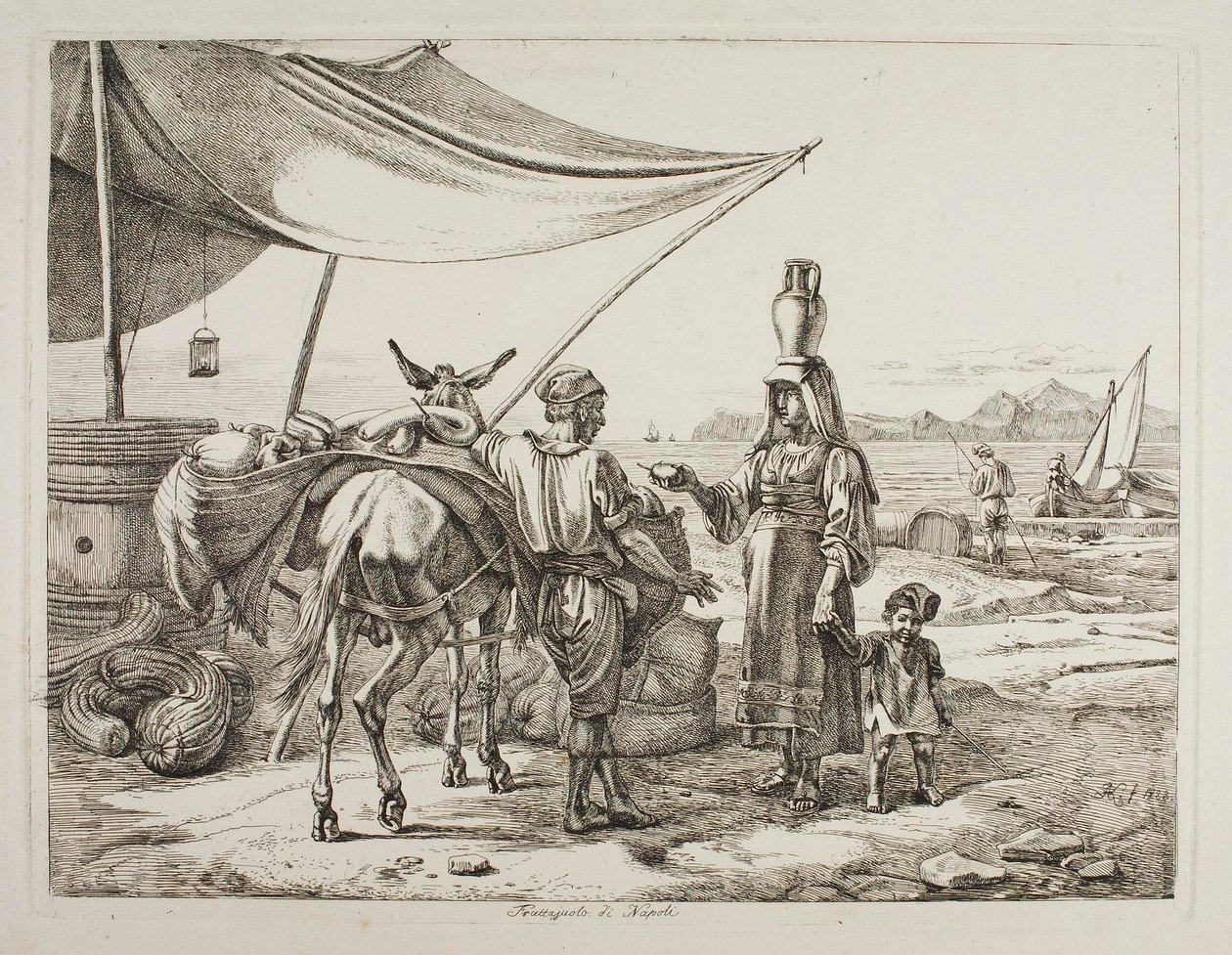 Fruithandelaar uit Napels door Johann Adam Klein