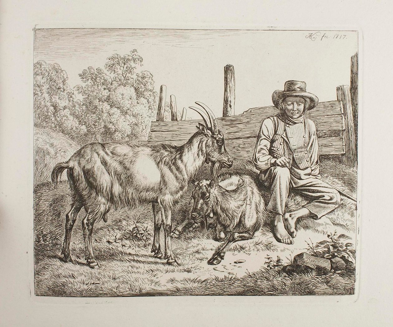 Herder met geiten door Johann Adam Klein
