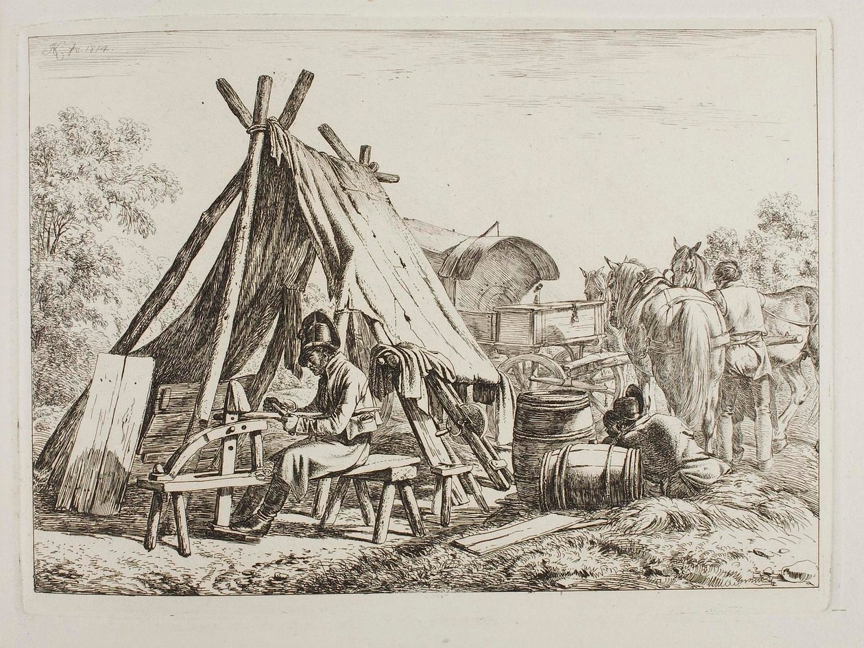 Soldaten in een militair kamp door Johann Adam Klein