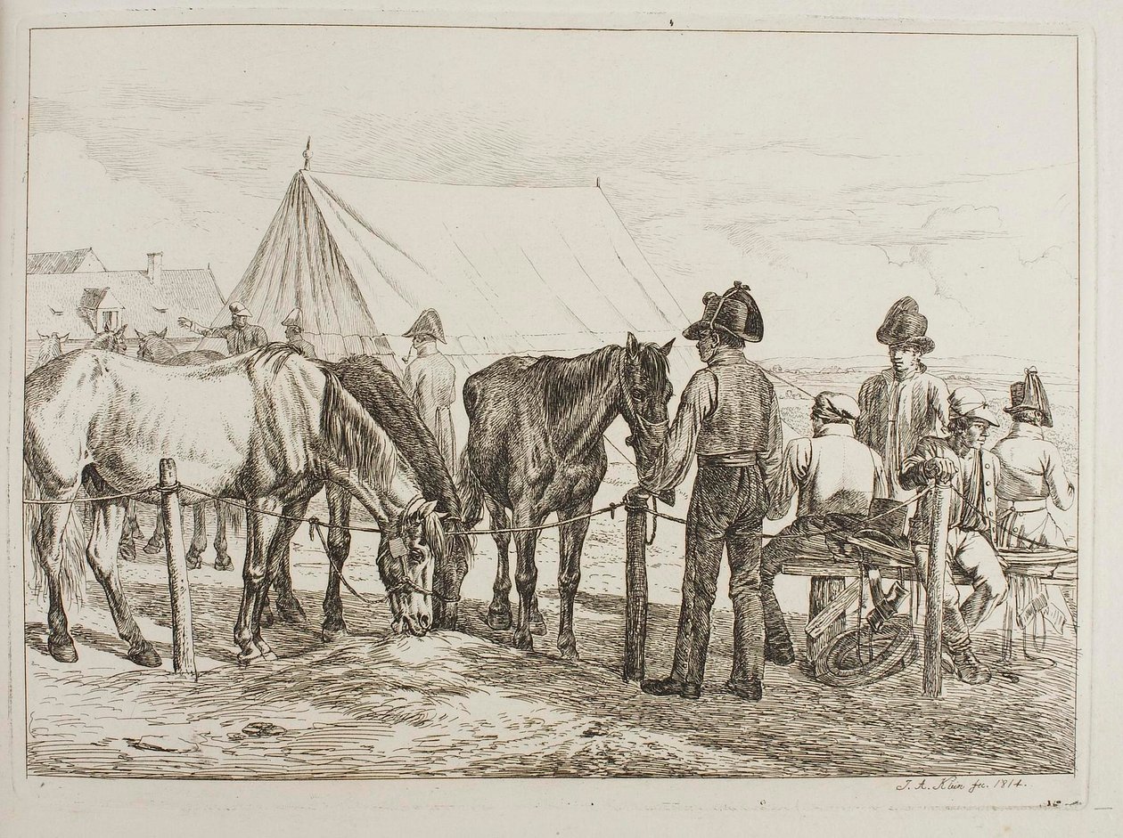 Soldaten in een militair kamp door Johann Adam Klein