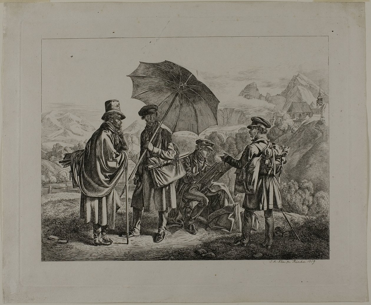 De kunstenaars op hun reis door Johann Adam Klein