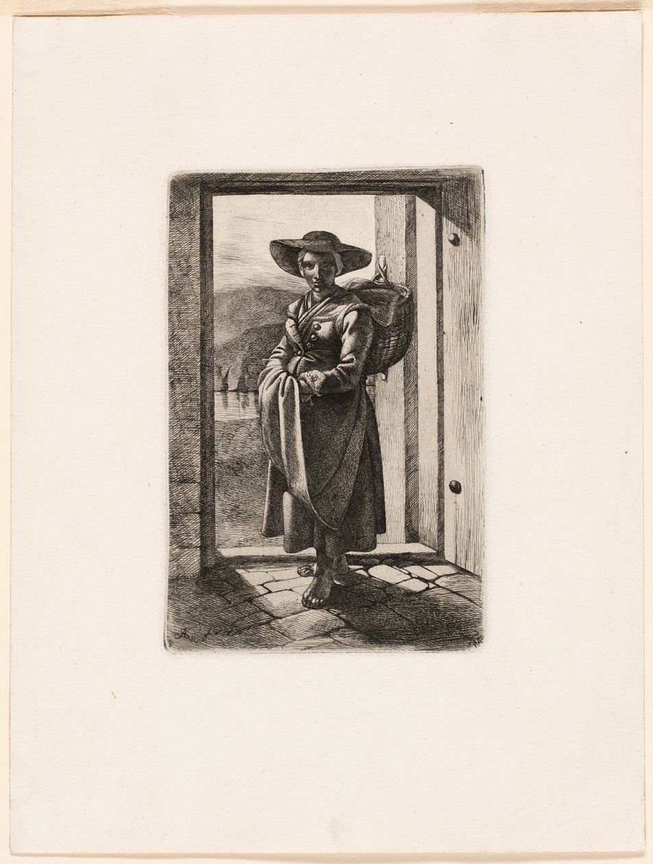 De Hongaarse vrouw voor de deur door Johann Adam Klein