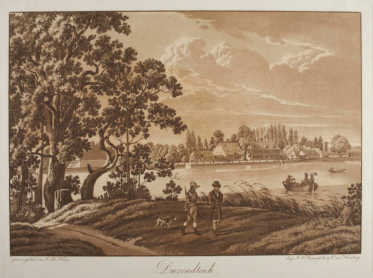 Uitzicht op de Duzendteich bij Neurenberg door Johann Adam Klein