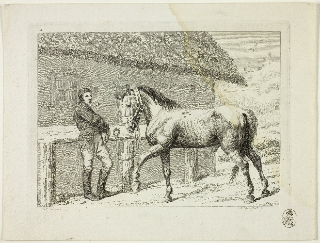 Manege en paarden door Johann Adolph Darnstedt