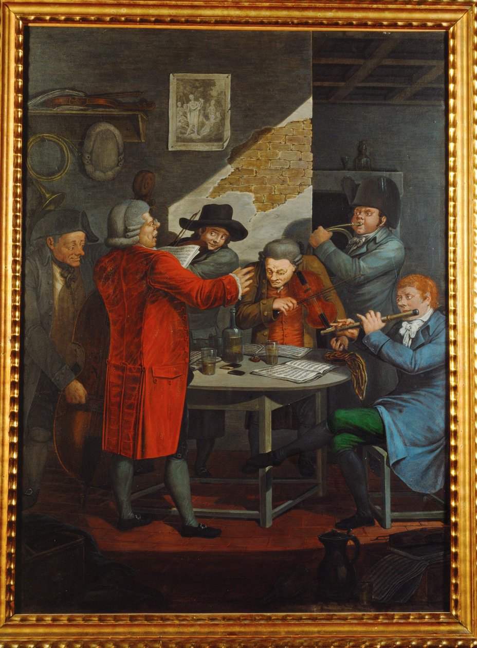 Herhaling van een groep muzikanten in dienst van een aristocraat ... (gouache) door Johann Adolph Opitz