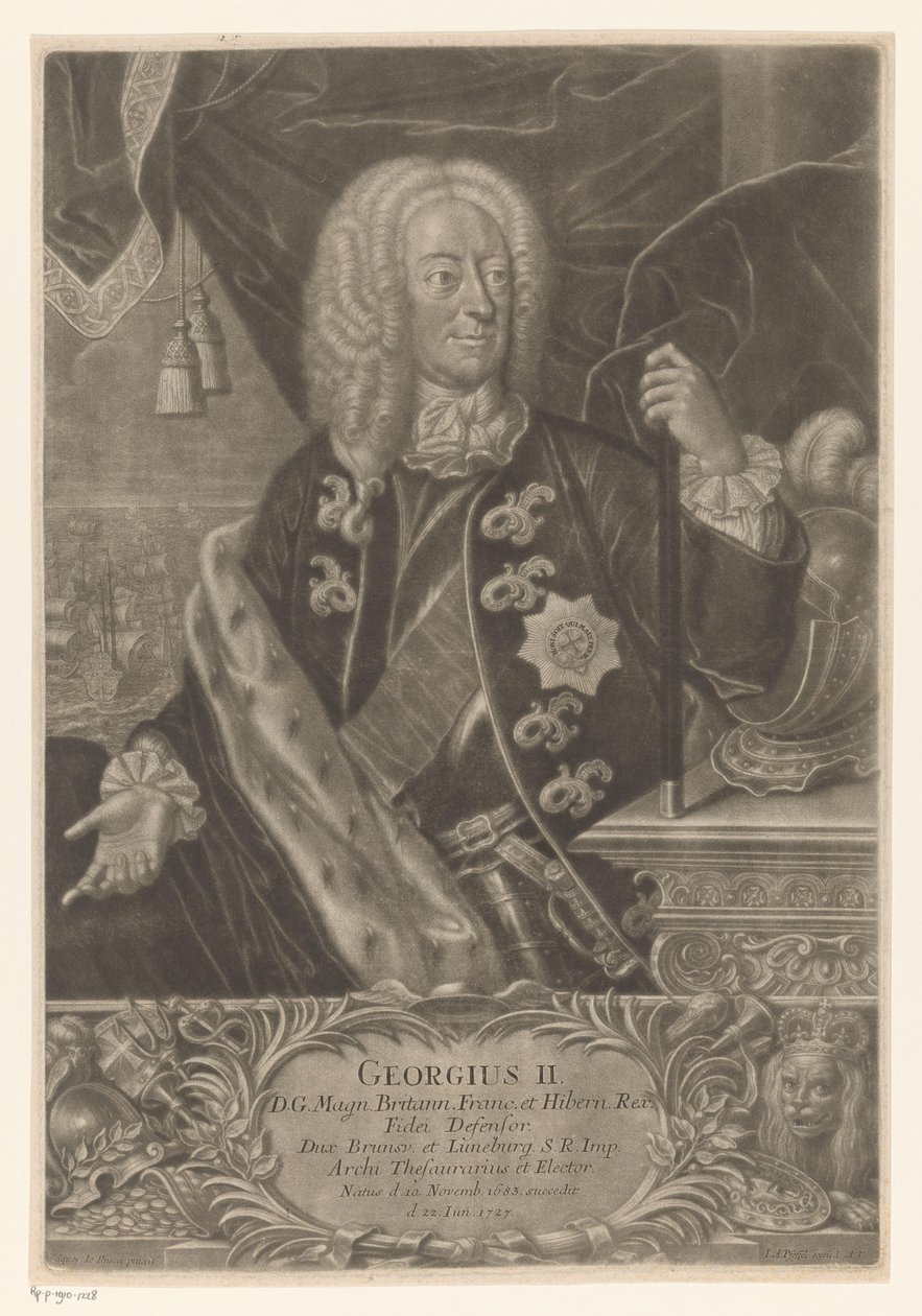 Portret van George II, koning van Groot-Brittannië door Johann Andreas Pfeffel (der Jüngere) (possibly)