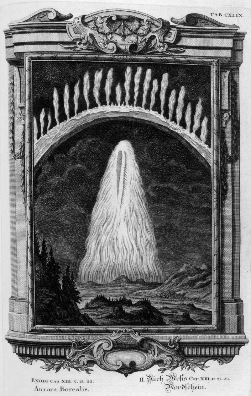 Aurora Borealis (gravure) door Johann Andreas Pfeffel