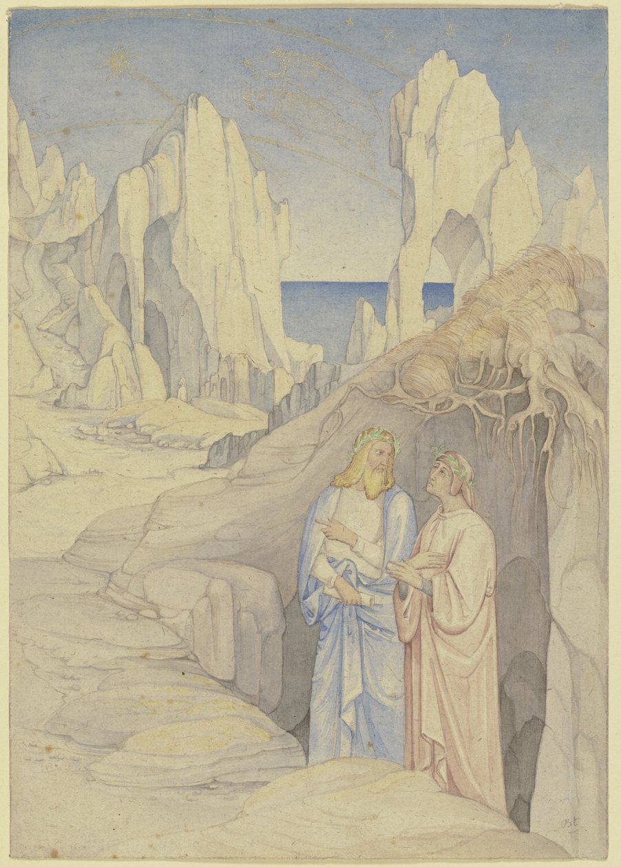 Dante en Vergilius in de onderwereld door Johann Anton Ramboux