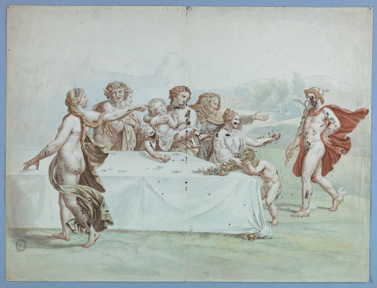 Hermes in de Tuin van de Hesperiden door Johann August Nahl the Younger