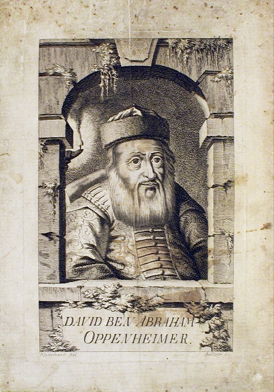 Portret van David Oppenheim 1664-1736, opperrabbijn van Praag door Johann Balzer