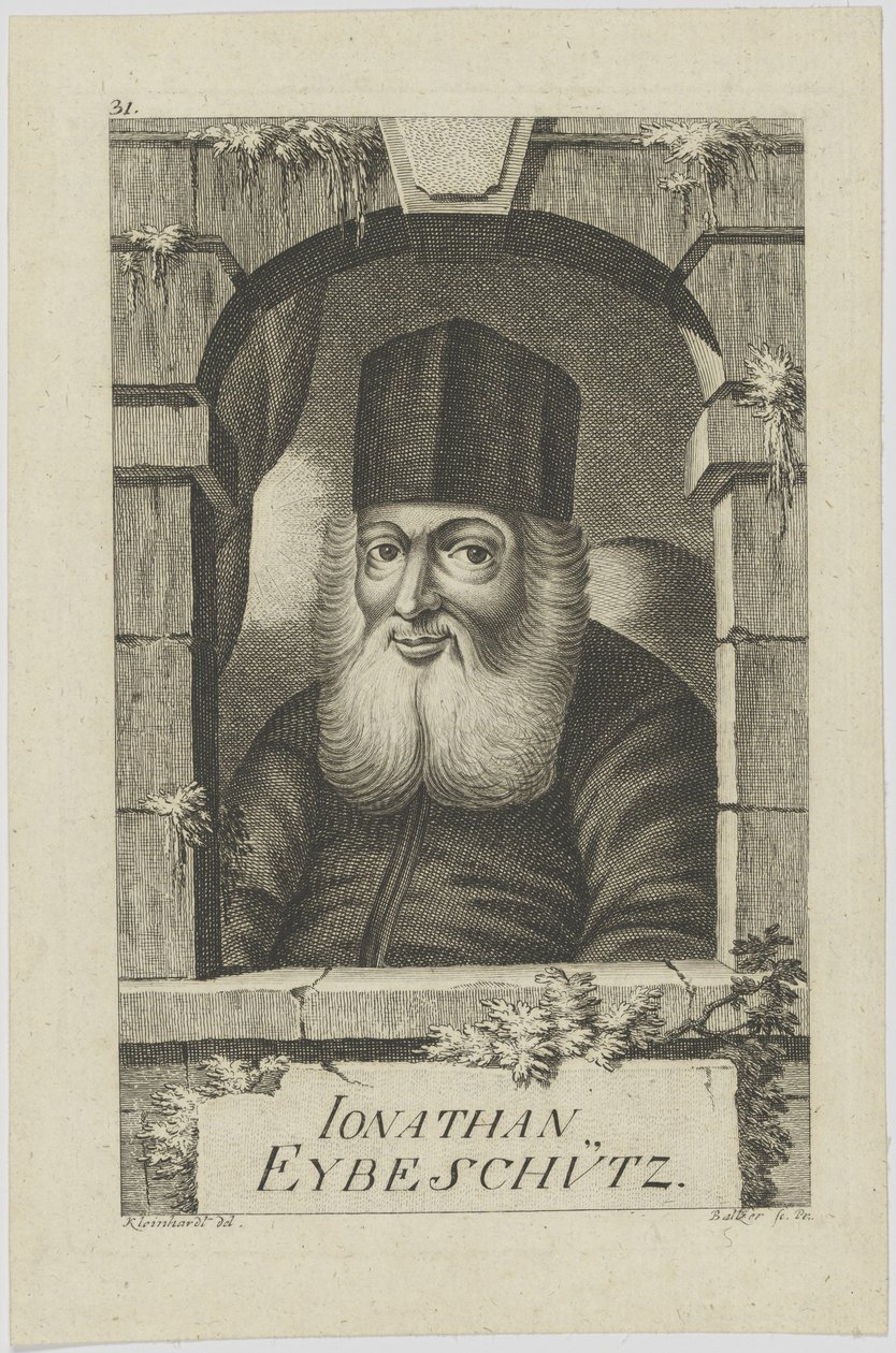 Portret van Jonathan ben Nathan Eybeschütz 1690-1764, 1772 door Johann Balzer