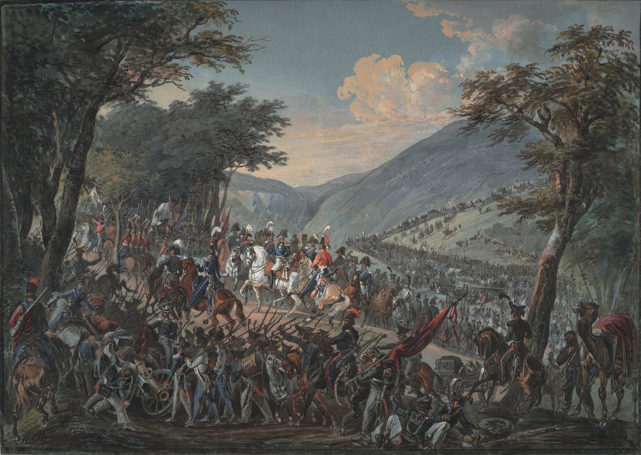 Keizer Alexander I en zijn gevolg passeerden de Vogezen in juli 1815, 1825 door Johann Baptist Hoechle