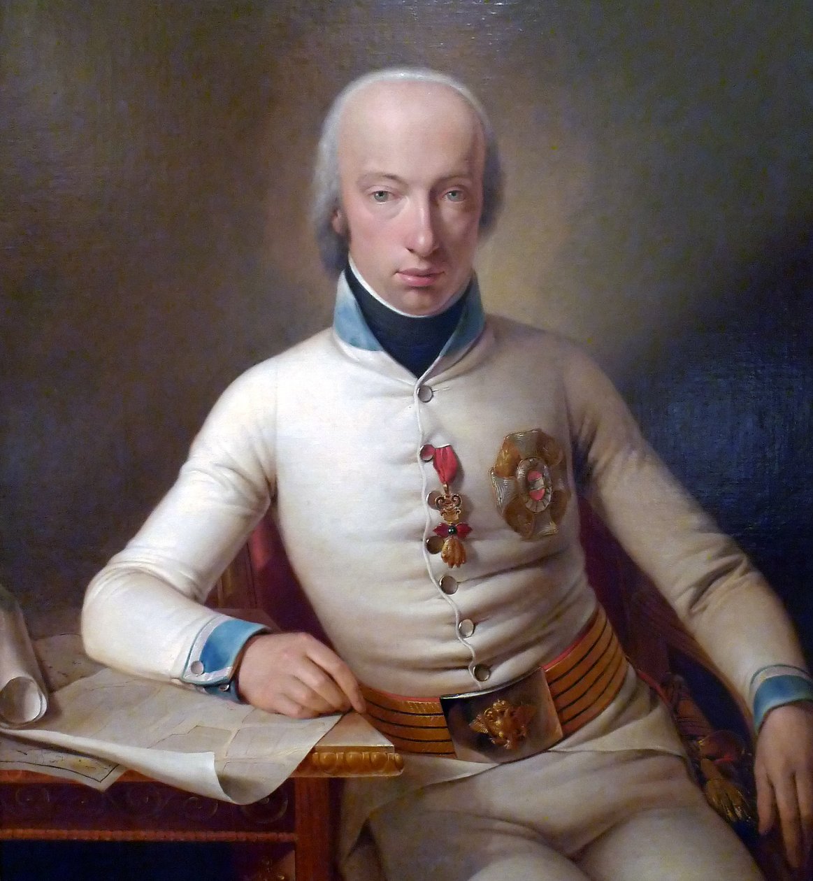 Portret van aartshertog Karel, hertog van Teschen in het uniform van kolonel van het regiment infanterie nr. 3. (1771-1847) door Johann Baptist Seele