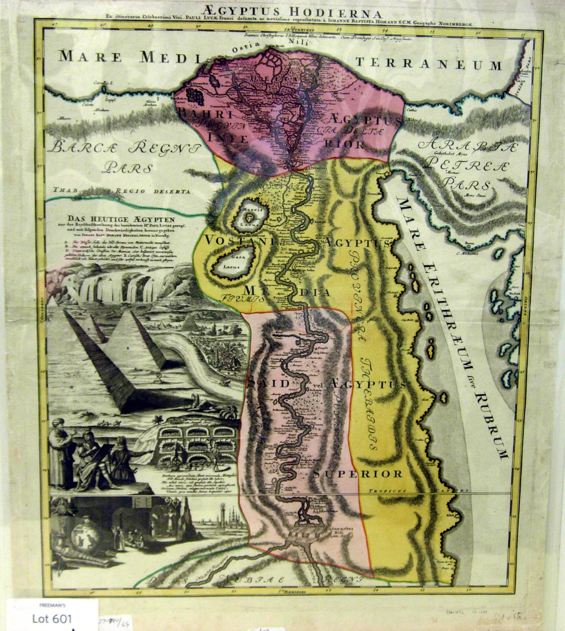 Aegyptus Hodierna, Kaart van Egypte, ca. 1720 door Johann Baptista Homann