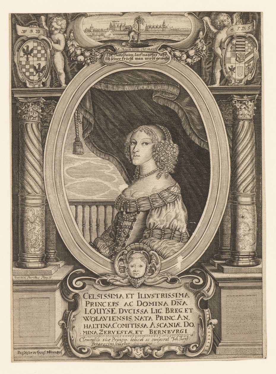 Louise van Anhalt-Dessau 1631-1680, hertogin van Legnica, Brzeg, Wolow en Olawa door Johann Baptista Paravicini