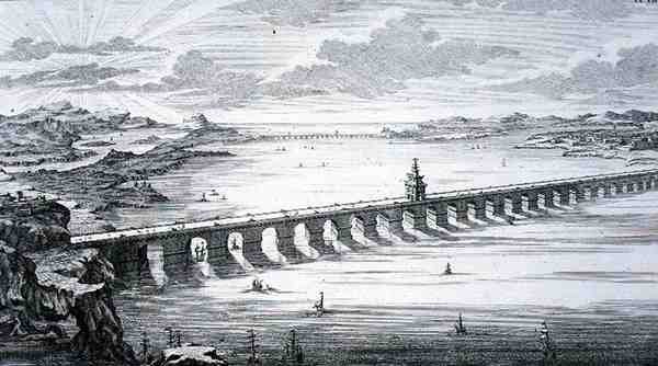 De Grote Chinese Brug, tussen Focheu en Nantai, China, uit 