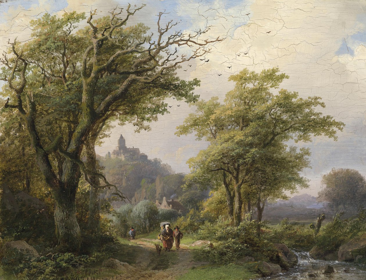 Wandelaar bij de beek door Johann Bernhard Klombeck