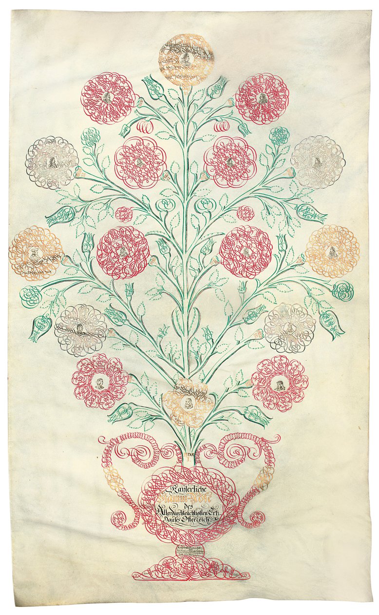 "De Roos", een stamboom gepresenteerd aan keizer Karel VI, 1731 door Johann Carl Paricius