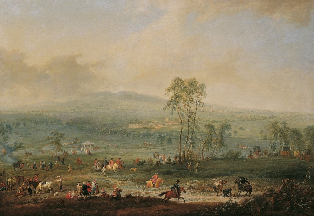 Laxenburg vanaf de Schneiderau richting Guntramsdorf en Mödling door Johann Christian Brand