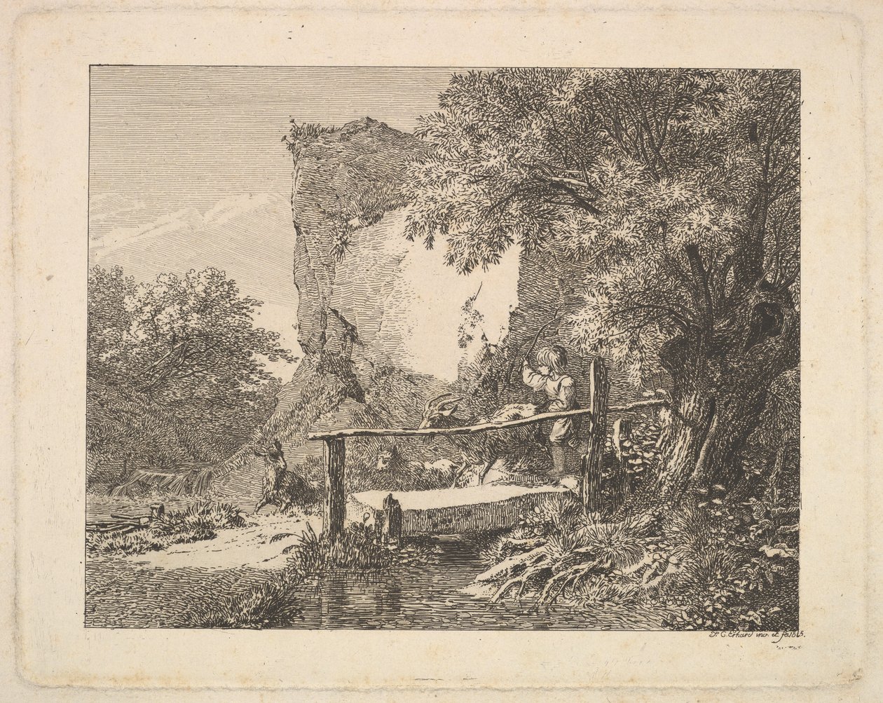 Een Jongen met Drie Geiten door Johann Christian Erhard