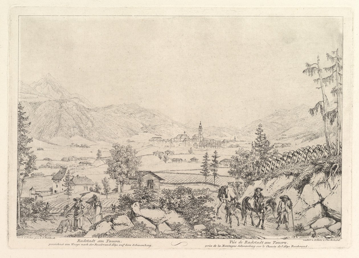 Landelijk Landschap, Radstadt am Tauren, begin 19e eeuw door Johann Christian Erhard