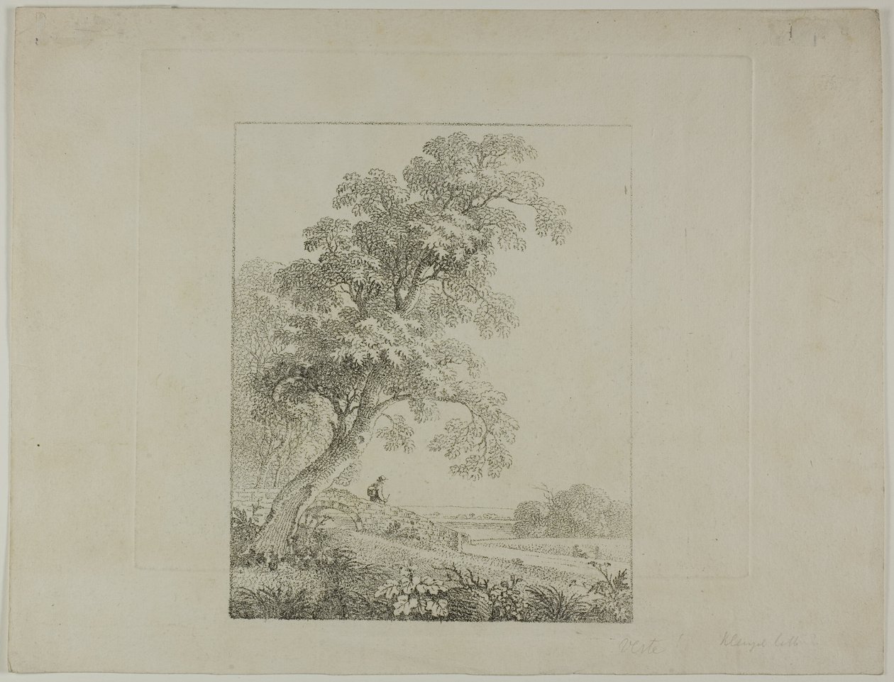 Landschap met een grote boom door Johann Christian Klengel