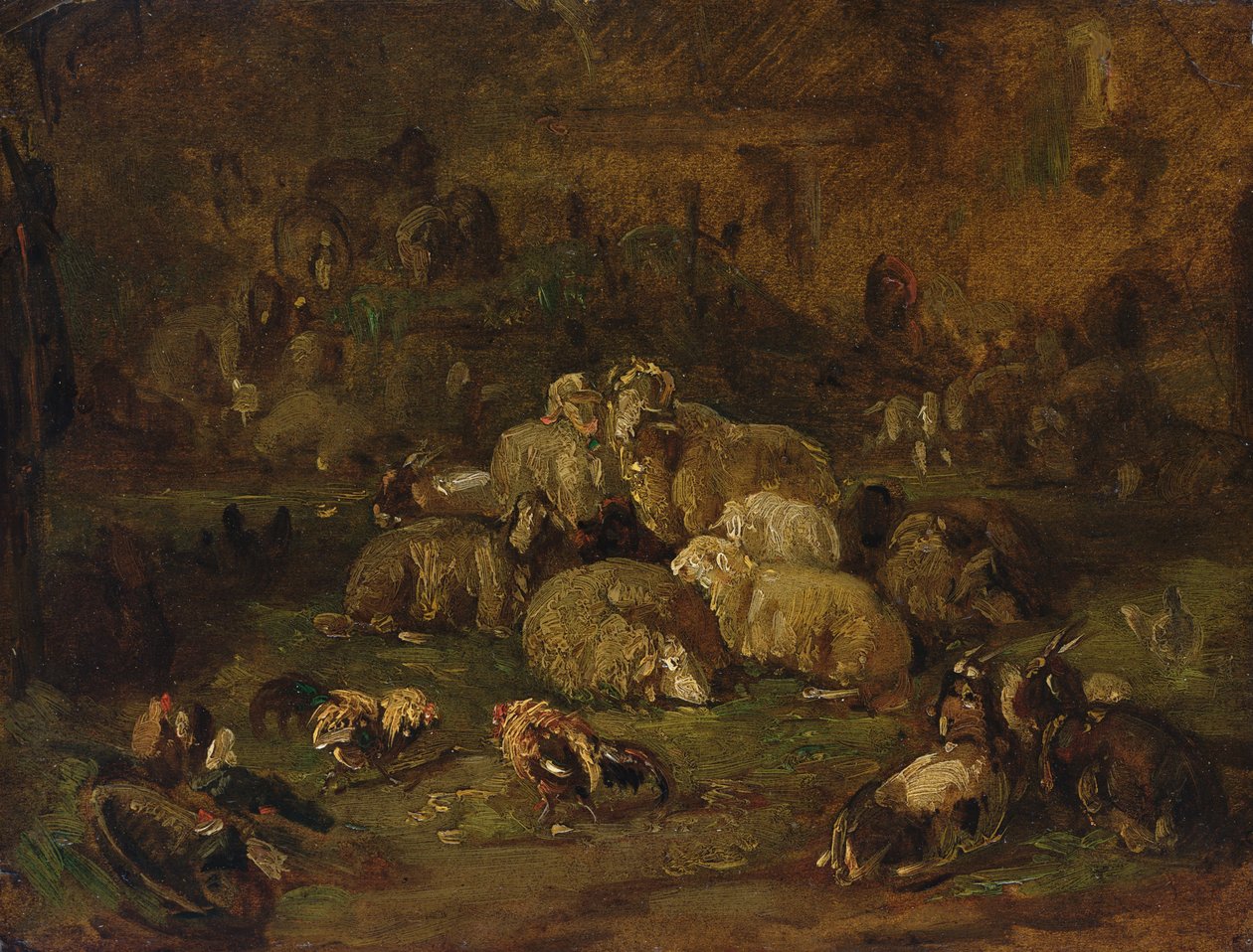 Schapen, Geiten en Kippen door Johann Christian Reinhardt