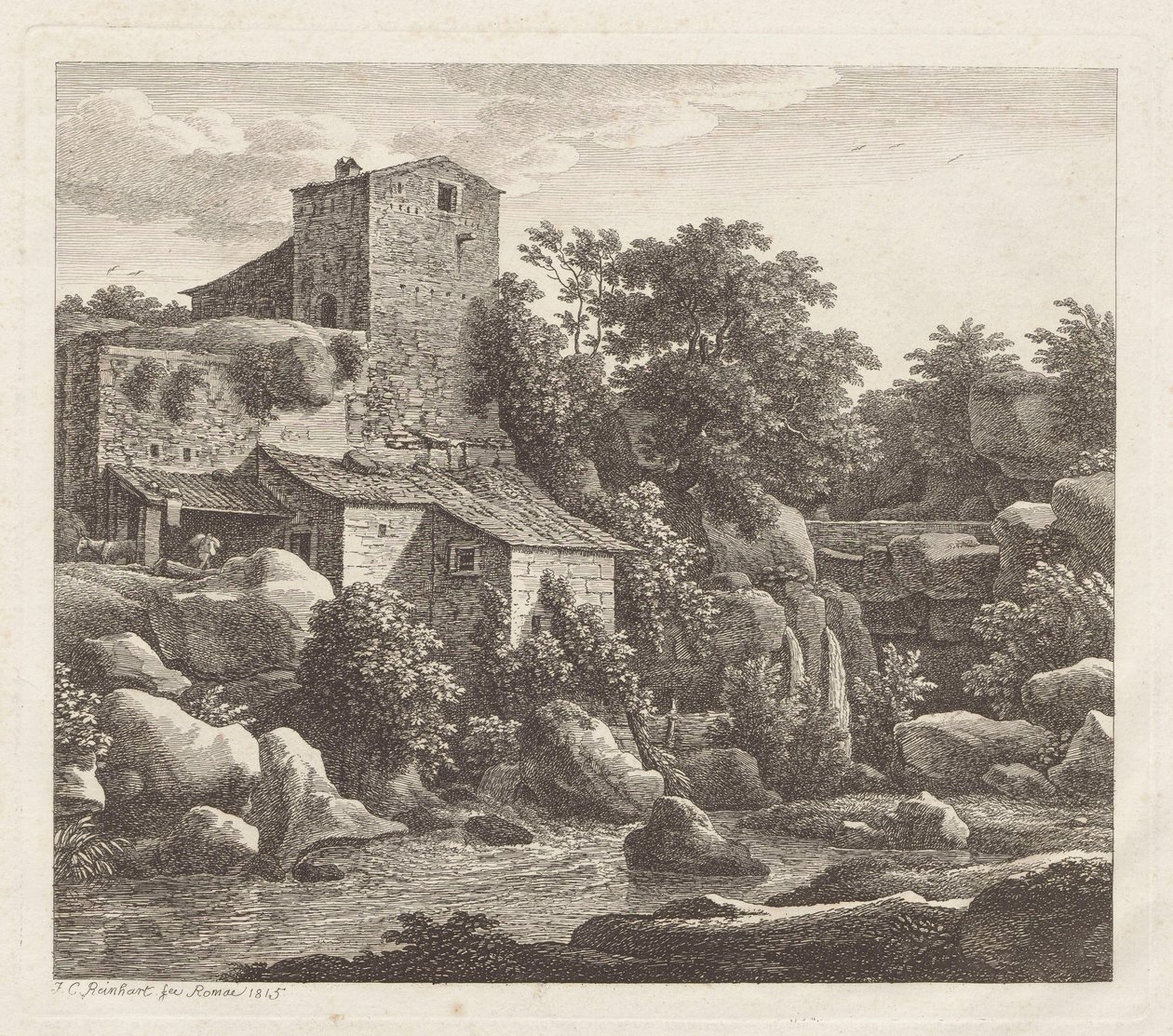 Een huis aan een bergbeekje door Johann Christian Reinhart