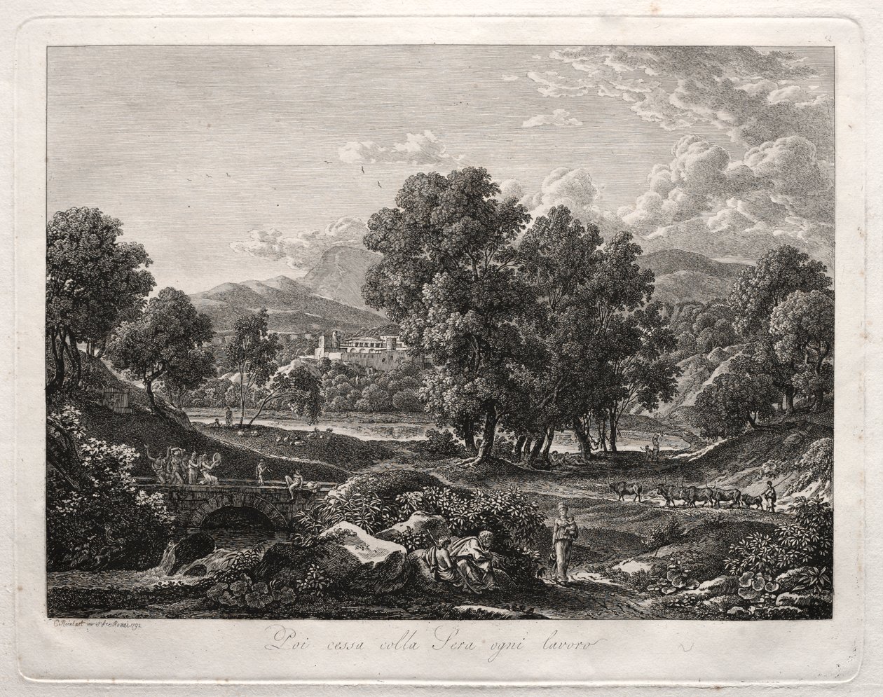 Heroïsch Landschap: De Dans van de Herder op de Brug door Johann Christian Reinhart