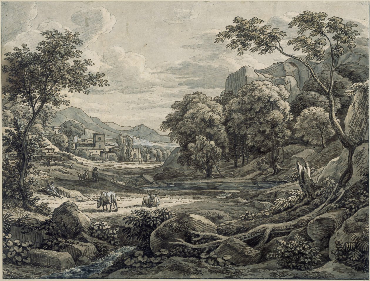 Ideaal landschap door Johann Christian Reinhart