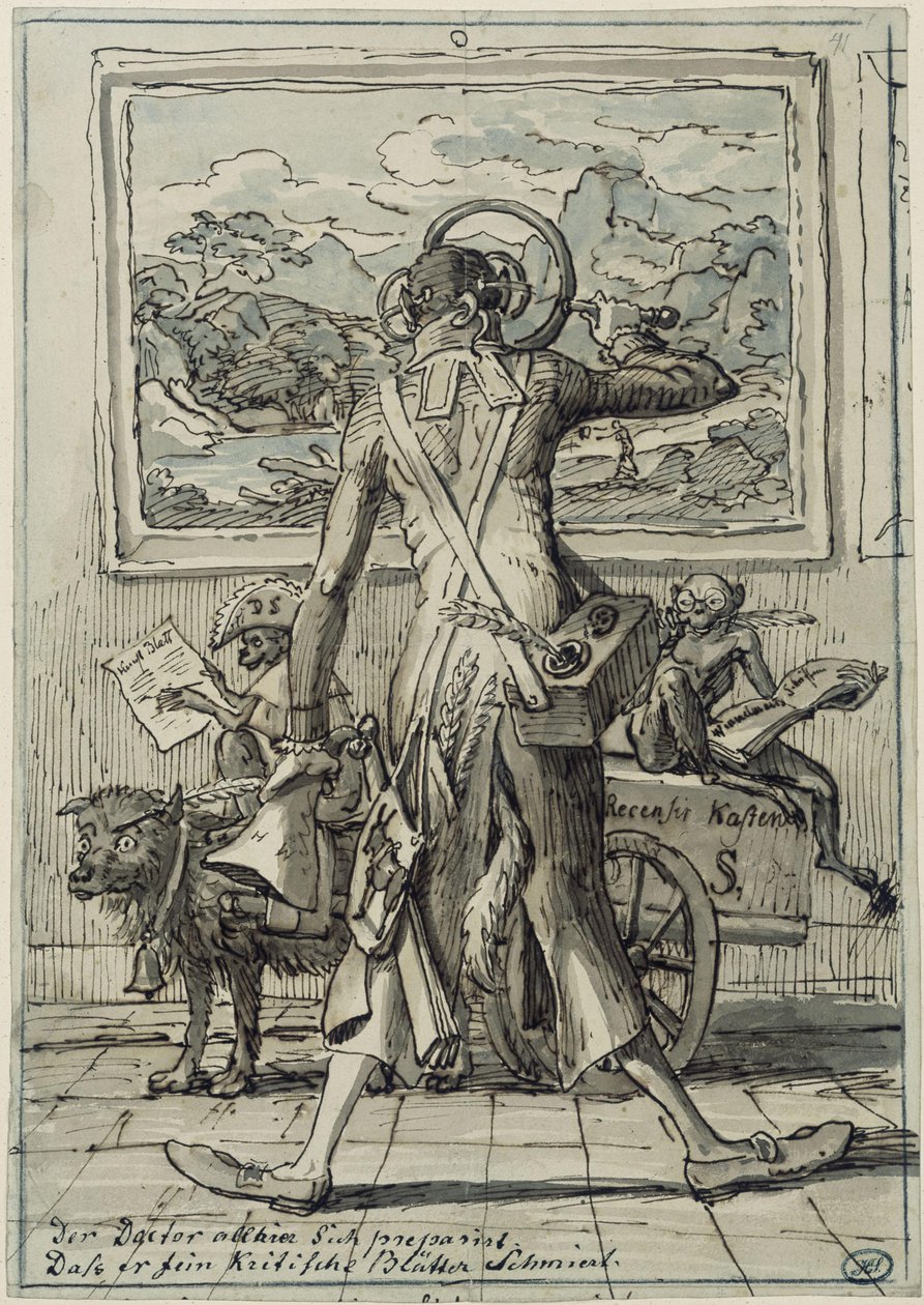 Karikatuur van dr. Ludwig Schorn in München door Johann Christian Reinhart