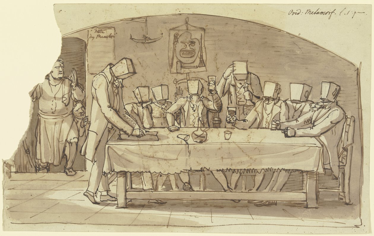 Kunstenaarsgrap in een osteria in Rome door Johann Christian Reinhart