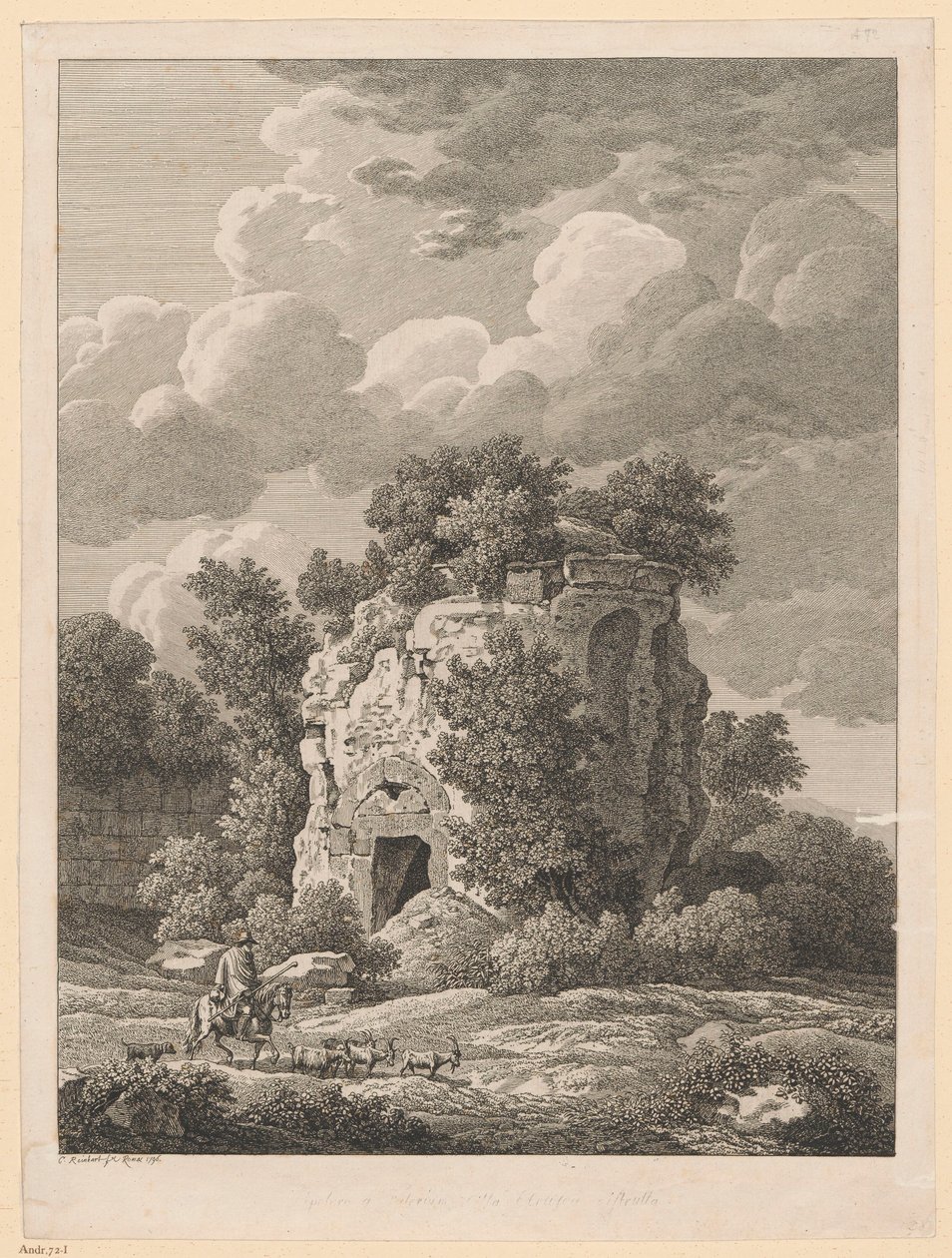 Landschap - Sepolcro a Falerium Cittae Etruscum door Johann Christian Reinhart