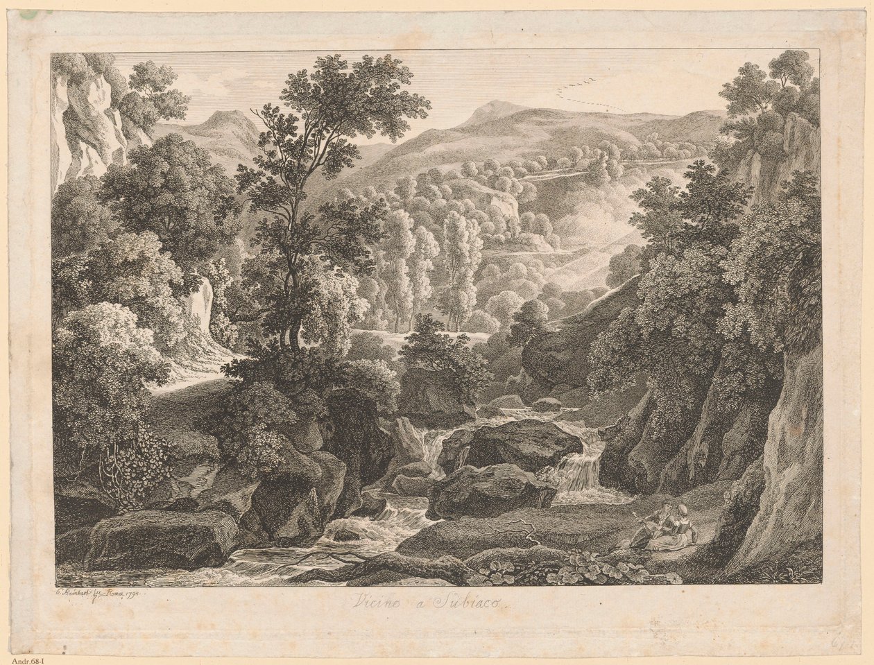Landschap - nabij Subiaco door Johann Christian Reinhart