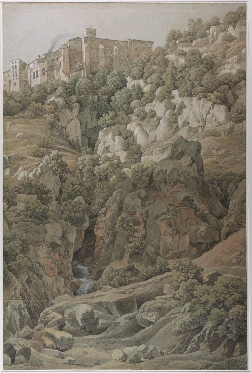 Het Benedictijnse klooster van Santa Scholastica nabij Subiaco in de Sabijnse Bergen, 1797 door Johann Christian Reinhart